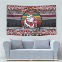 Hockey Checking It Once Checking It Twice Tapestry Santa Playing Ice Hockey Christmas DT04 - Wonder Print Shop