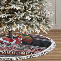 Hockey Checking It Once Checking It Twice Tree Skirt Santa Playing Ice Hockey Christmas DT04 - Wonder Print Shop
