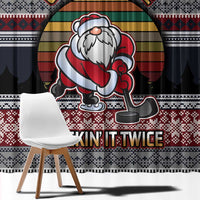 Hockey Checking It Once Checking It Twice Window Curtain Santa Playing Ice Hockey Christmas DT04 - Wonder Print Shop