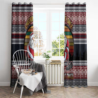 Hockey Checking It Once Checking It Twice Window Curtain Santa Playing Ice Hockey Christmas DT04 - Wonder Print Shop