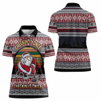 Hockey Checking It Once Checking It Twice Women Polo Shirt Santa Playing Ice Hockey Christmas DT04 - Wonder Print Shop