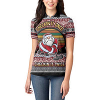 Hockey Checking It Once Checking It Twice Women Polo Shirt Santa Playing Ice Hockey Christmas DT04 - Wonder Print Shop
