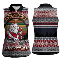 Hockey Checking It Once Checking It Twice Women Sleeveless Polo Shirt Santa Playing Ice Hockey Christmas DT04 - Wonder Print Shop