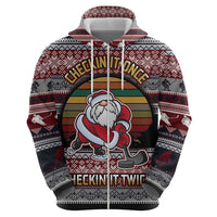 Hockey Checking It Once Checking It Twice Zip Hoodie Santa Playing Ice Hockey Christmas DT04 - Wonder Print Shop