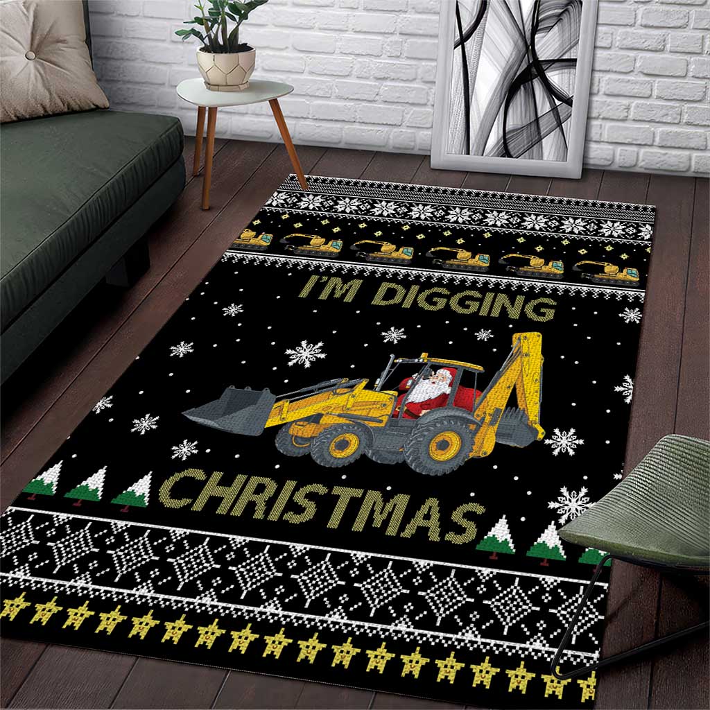 Im Digging Christmas Area Rug Tractor Santa Claus DT04 - Wonder Print Shop