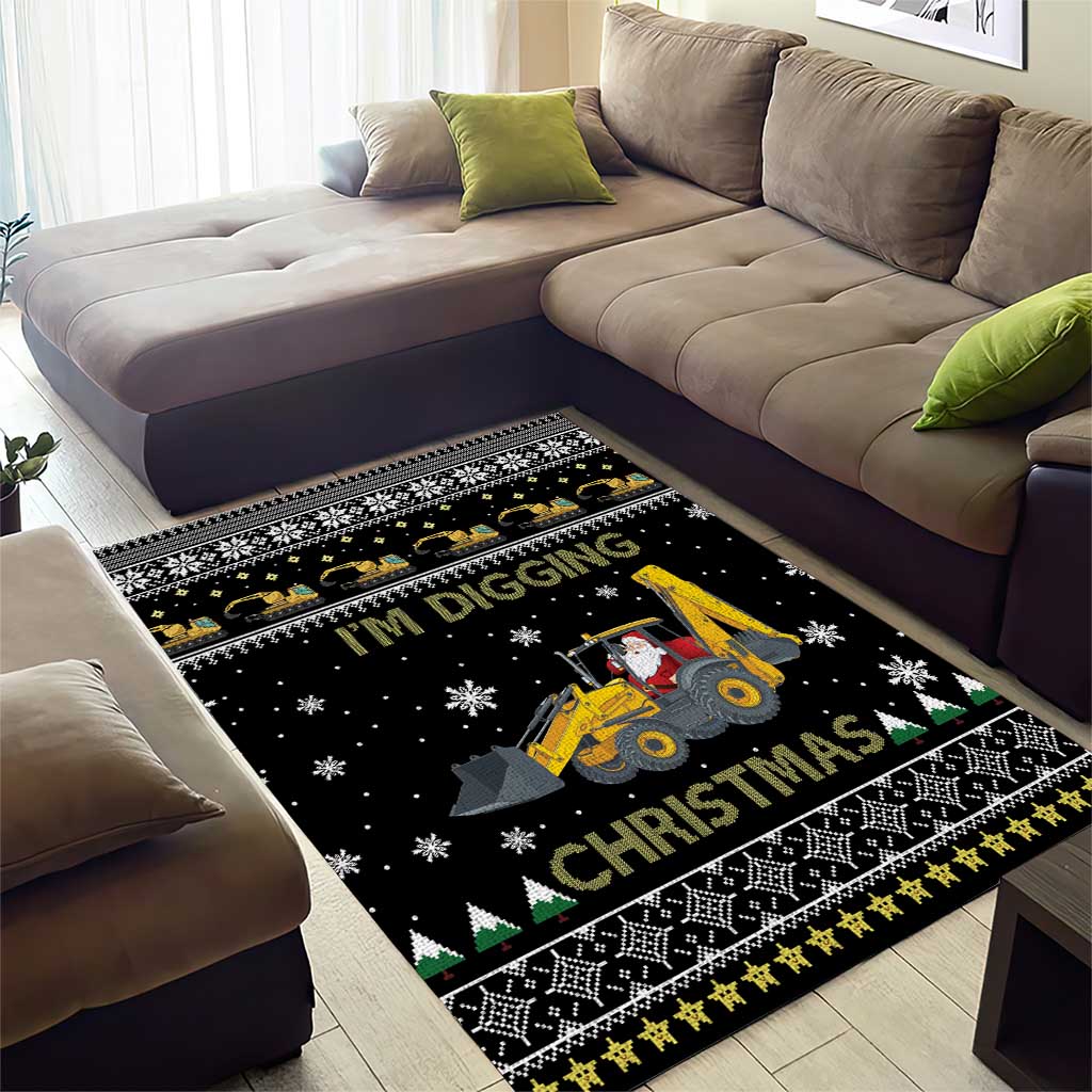Im Digging Christmas Area Rug Tractor Santa Claus DT04 - Wonder Print Shop