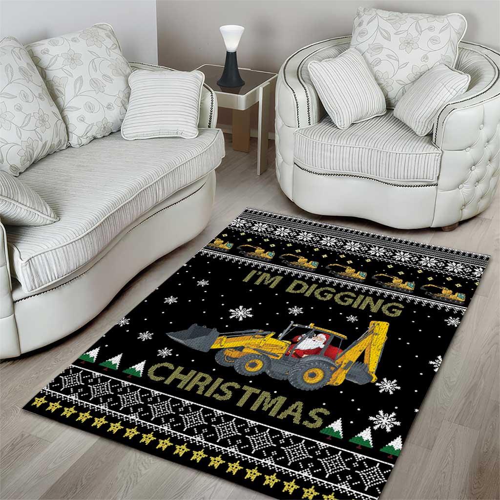 Im Digging Christmas Area Rug Tractor Santa Claus DT04 - Wonder Print Shop