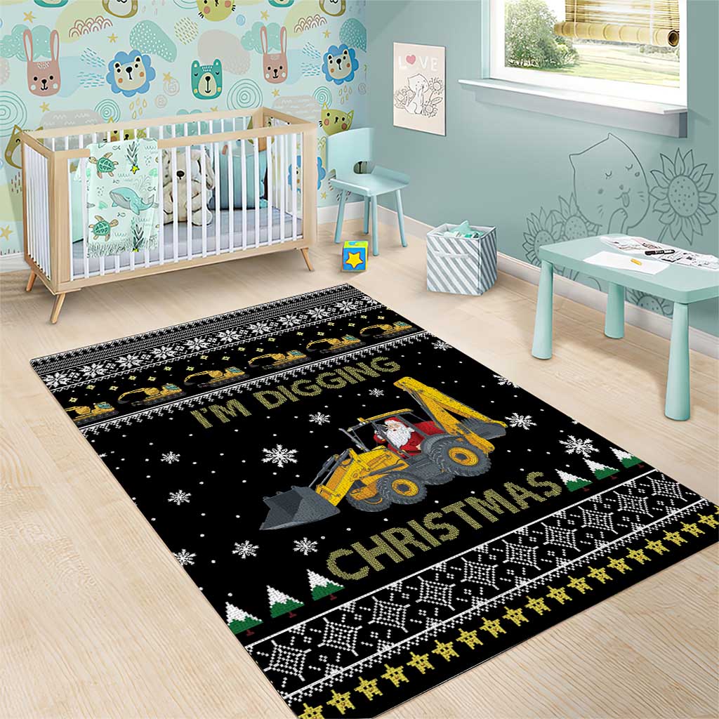 Im Digging Christmas Area Rug Tractor Santa Claus DT04 - Wonder Print Shop