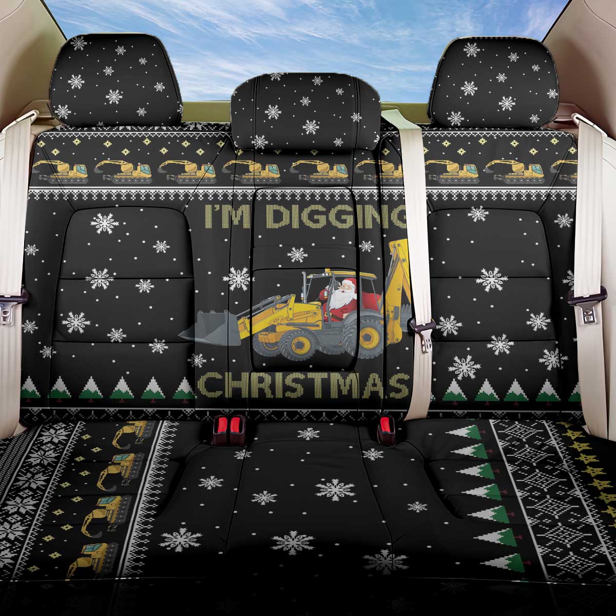 Im Digging Christmas Back Car Seat Cover Tractor Santa Claus DT04 - Wonder Print Shop