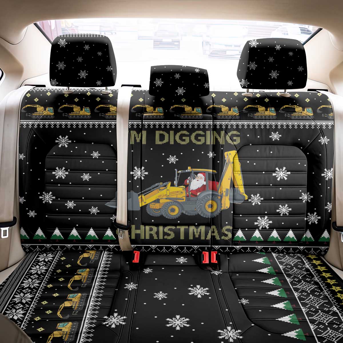 Im Digging Christmas Back Car Seat Cover Tractor Santa Claus DT04 - Wonder Print Shop