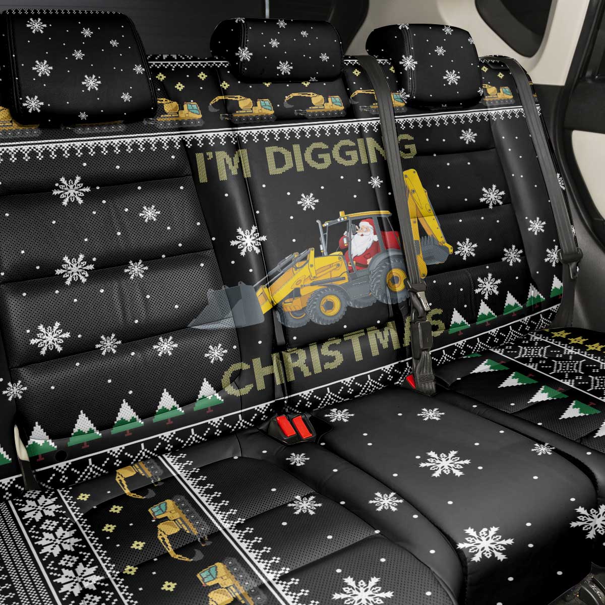 Im Digging Christmas Back Car Seat Cover Tractor Santa Claus DT04 - Wonder Print Shop