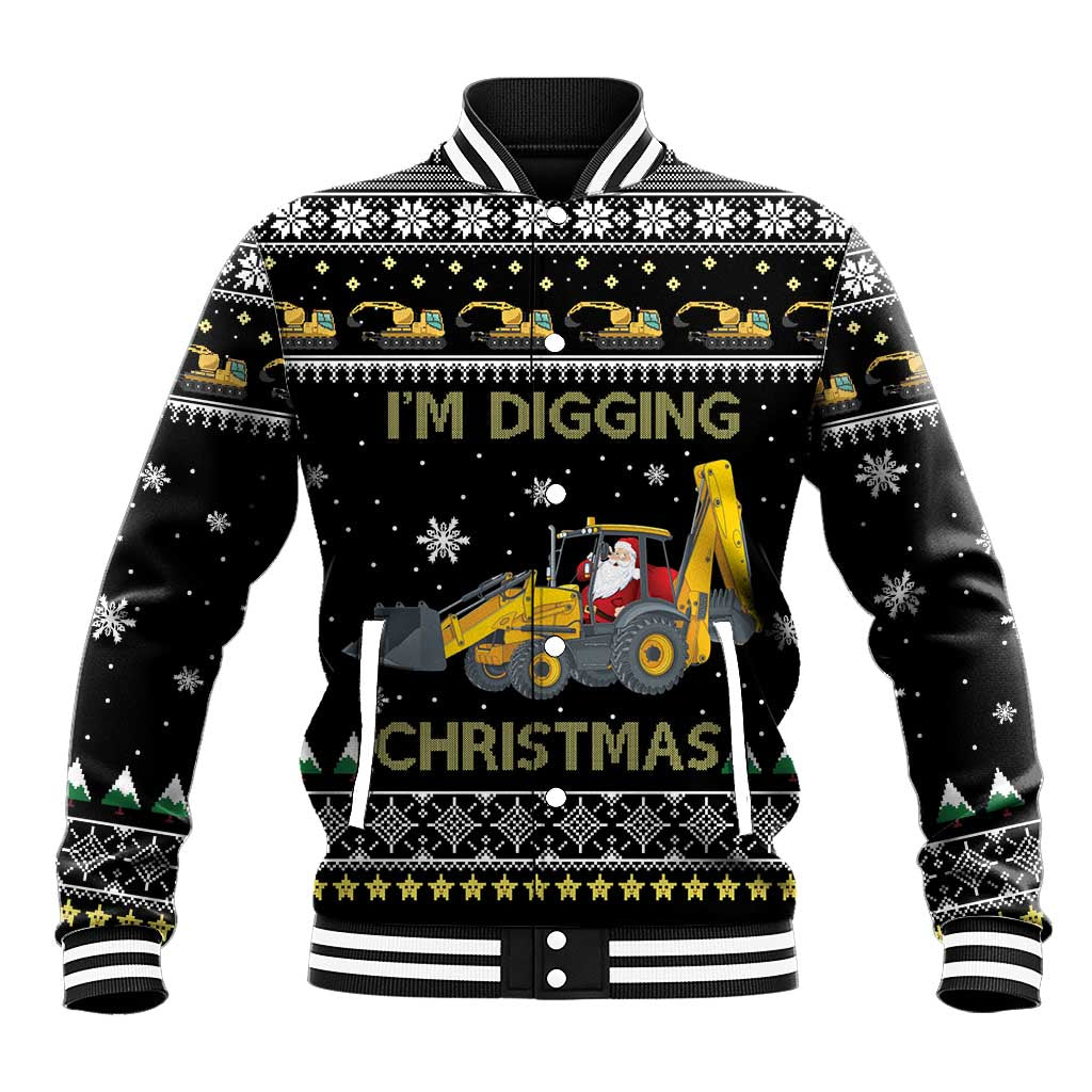 Im Digging Christmas Baseball Jacket Tractor Santa Claus DT04 - Wonder Print Shop