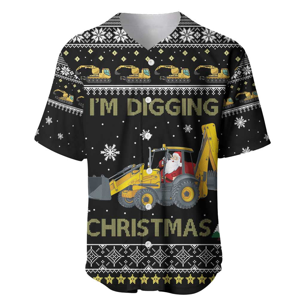 Im Digging Christmas Baseball Jersey Tractor Santa Claus DT04 - Wonder Print Shop