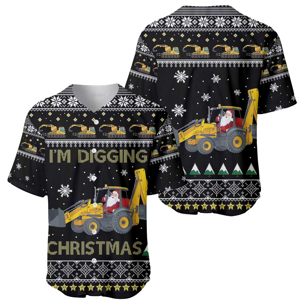 Im Digging Christmas Baseball Jersey Tractor Santa Claus DT04 - Wonder Print Shop