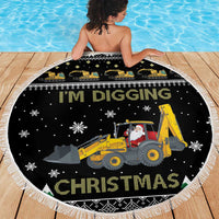 Im Digging Christmas Beach Blanket Tractor Santa Claus DT04 - Wonder Print Shop