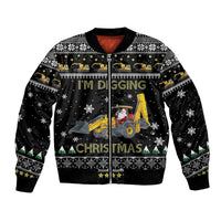 Im Digging Christmas Bomber Jacket Tractor Santa Claus DT04 - Wonder Print Shop