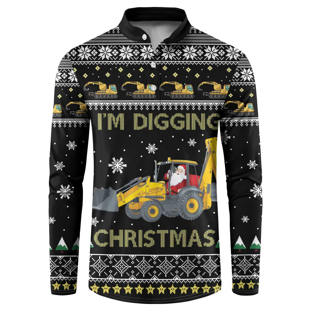 Im Digging Christmas Button Sweatshirt Tractor Santa Claus DT04 - Wonder Print Shop