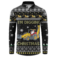 Im Digging Christmas Button Sweatshirt Tractor Santa Claus DT04 - Wonder Print Shop