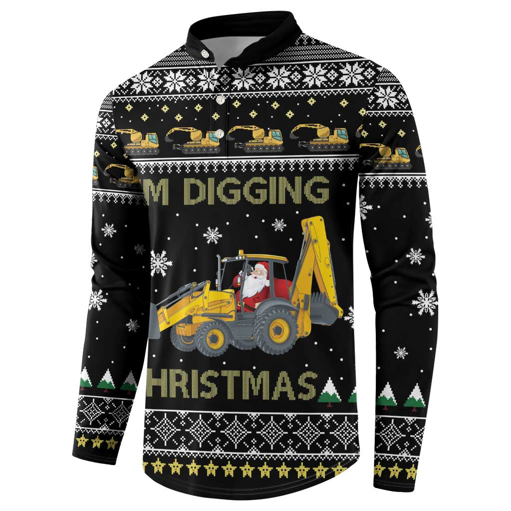 Im Digging Christmas Button Sweatshirt Tractor Santa Claus DT04 - Wonder Print Shop