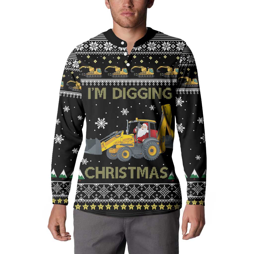 Im Digging Christmas Button Sweatshirt Tractor Santa Claus DT04 - Wonder Print Shop