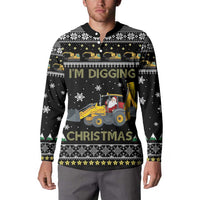 Im Digging Christmas Button Sweatshirt Tractor Santa Claus DT04 - Wonder Print Shop
