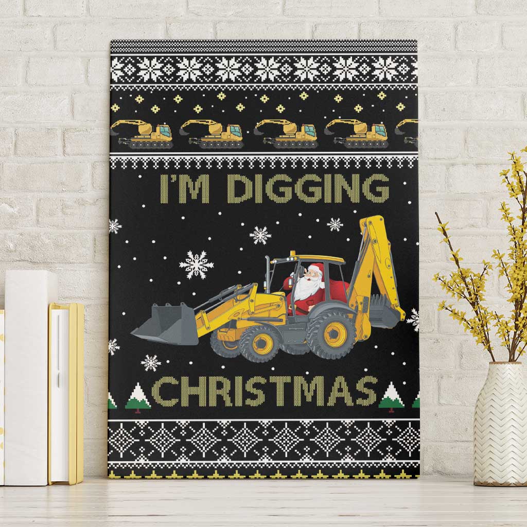 Im Digging Christmas Canvas Wall Art Tractor Santa Claus DT04 - Wonder Print Shop