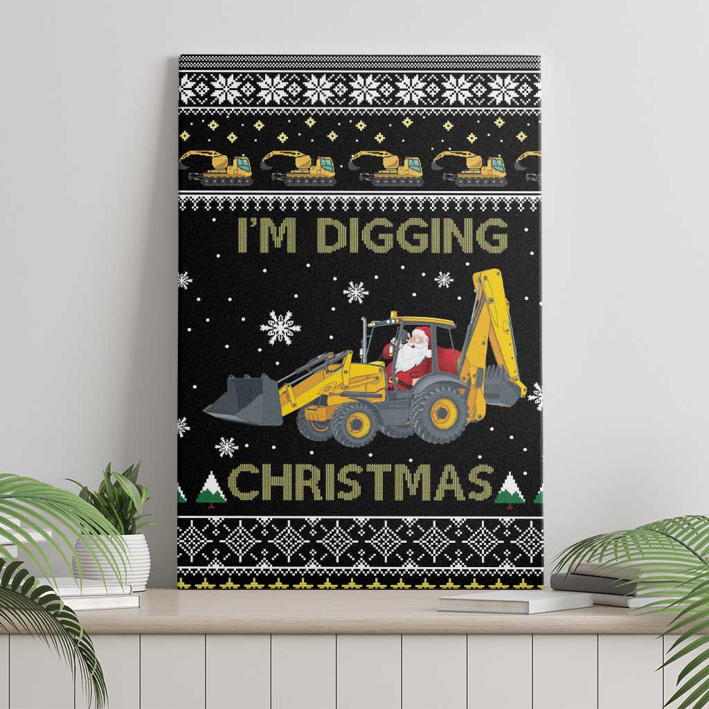 Im Digging Christmas Canvas Wall Art Tractor Santa Claus DT04 - Wonder Print Shop
