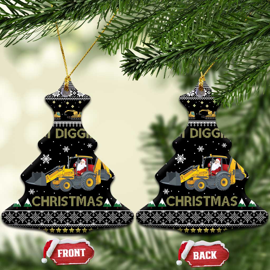 Im Digging Christmas Ceramic Ornament Tractor Santa Claus DT04 - Wonder Print Shop