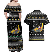 Im Digging Christmas Couples Matching Off Shoulder Maxi Dress and Hawaiian Shirt Tractor Santa Claus DT04 - Wonder Print Shop