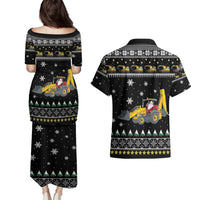 Im Digging Christmas Couples Matching Puletasi and Hawaiian Shirt Tractor Santa Claus DT04 - Wonder Print Shop