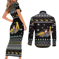Im Digging Christmas Couples Matching Short Sleeve Bodycon Dress and Long Sleeve Button Shirt Tractor Santa Claus DT04 - Wonder Print Shop