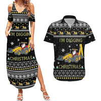 Im Digging Christmas Couples Matching Summer Maxi Dress and Hawaiian Shirt Tractor Santa Claus DT04 - Wonder Print Shop