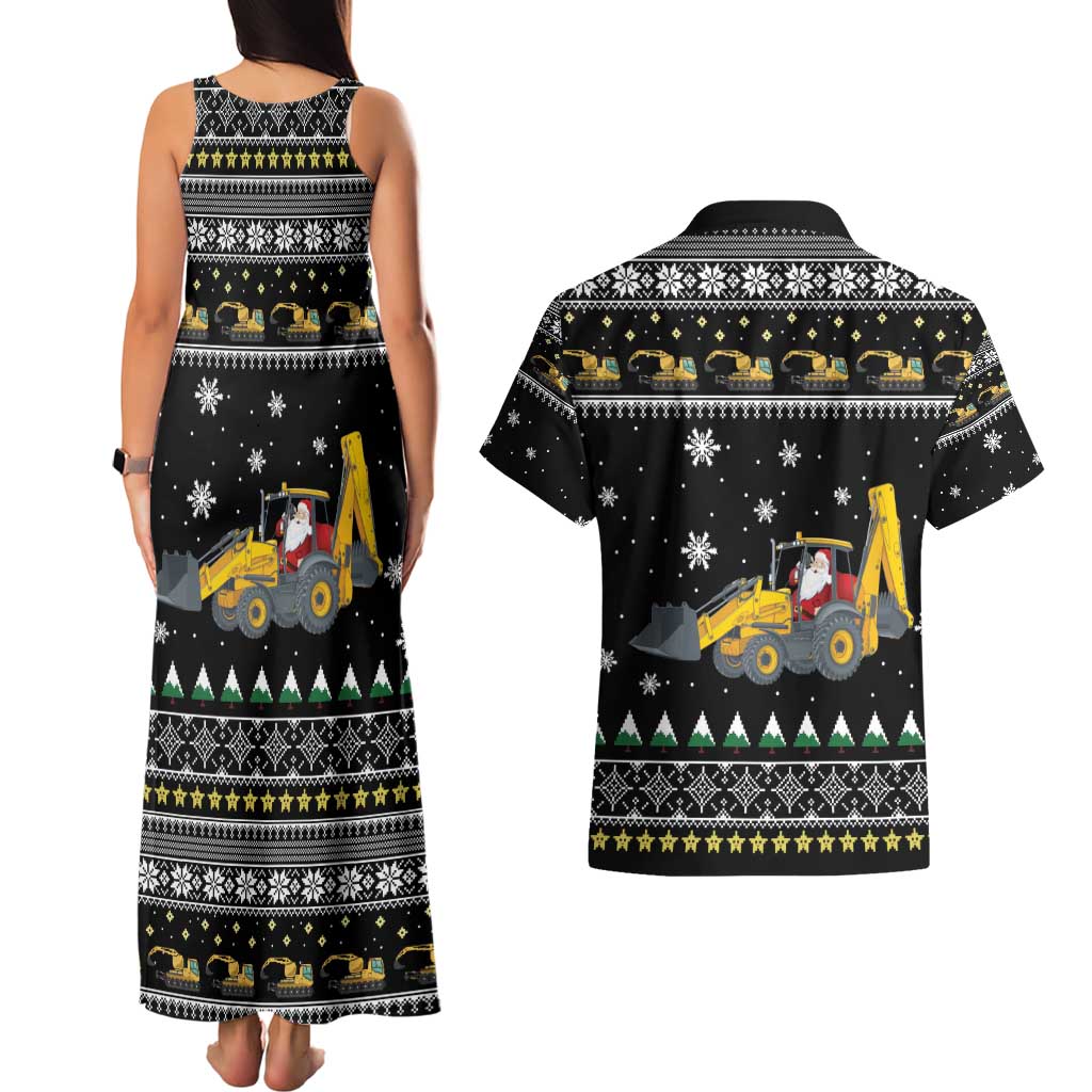 Im Digging Christmas Couples Matching Tank Maxi Dress and Hawaiian Shirt Tractor Santa Claus DT04 - Wonder Print Shop
