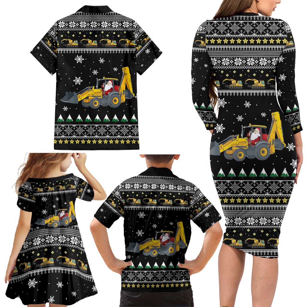 Im Digging Christmas Family Matching Long Sleeve Bodycon Dress and Hawaiian Shirt Tractor Santa Claus DT04 - Wonder Print Shop