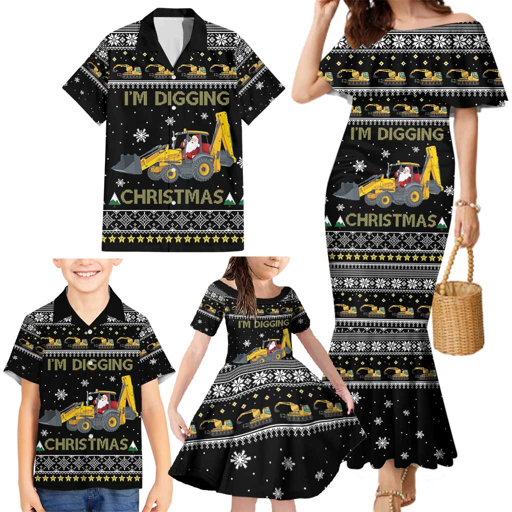 Im Digging Christmas Family Matching Mermaid Dress and Hawaiian Shirt Tractor Santa Claus DT04 - Wonder Print Shop