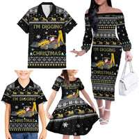 Im Digging Christmas Family Matching Off The Shoulder Long Sleeve Dress and Hawaiian Shirt Tractor Santa Claus DT04 - Wonder Print Shop