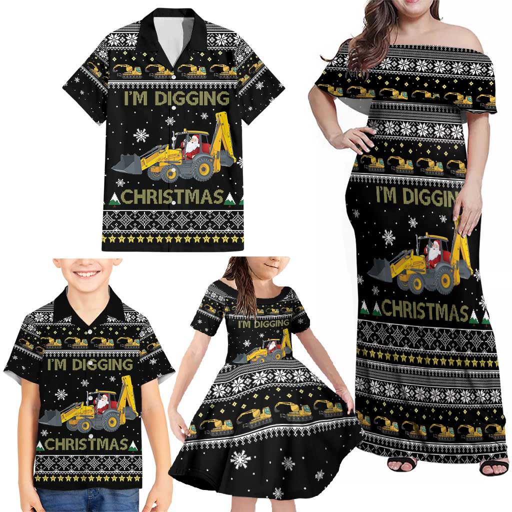 Im Digging Christmas Family Matching Off Shoulder Maxi Dress and Hawaiian Shirt Tractor Santa Claus DT04 - Wonder Print Shop