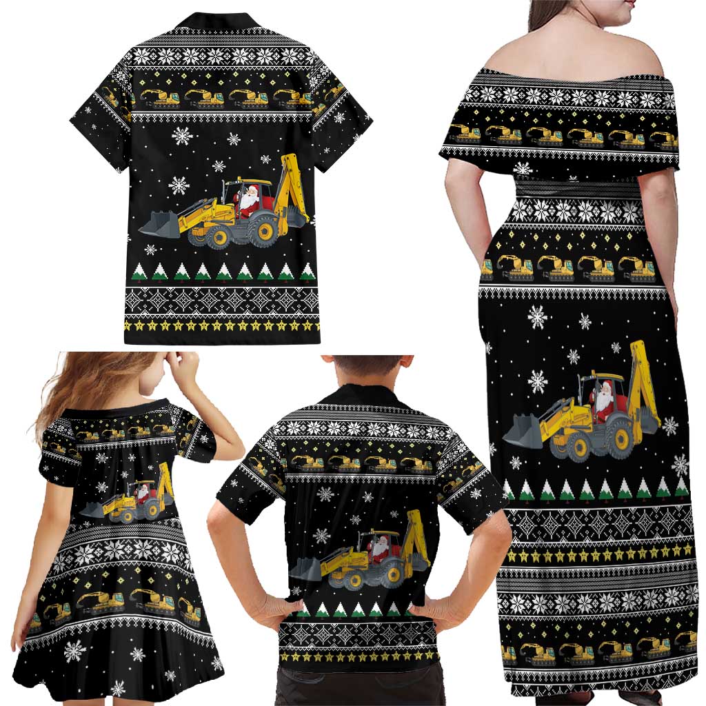 Im Digging Christmas Family Matching Off Shoulder Maxi Dress and Hawaiian Shirt Tractor Santa Claus DT04 - Wonder Print Shop