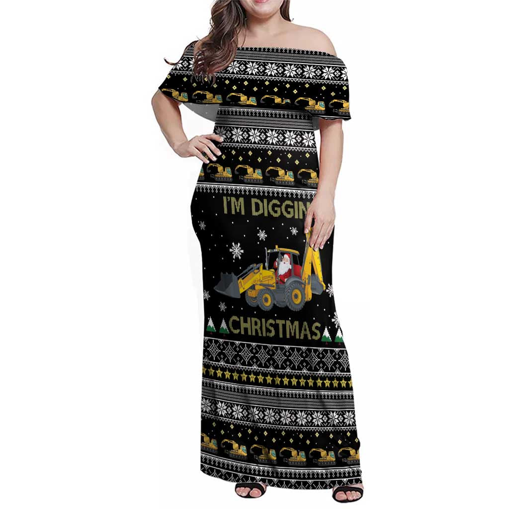 Im Digging Christmas Family Matching Off Shoulder Maxi Dress and Hawaiian Shirt Tractor Santa Claus DT04 - Wonder Print Shop