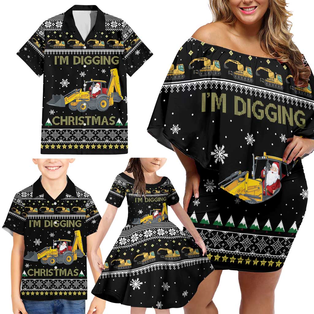 Im Digging Christmas Family Matching Off Shoulder Short Dress and Hawaiian Shirt Tractor Santa Claus DT04 - Wonder Print Shop
