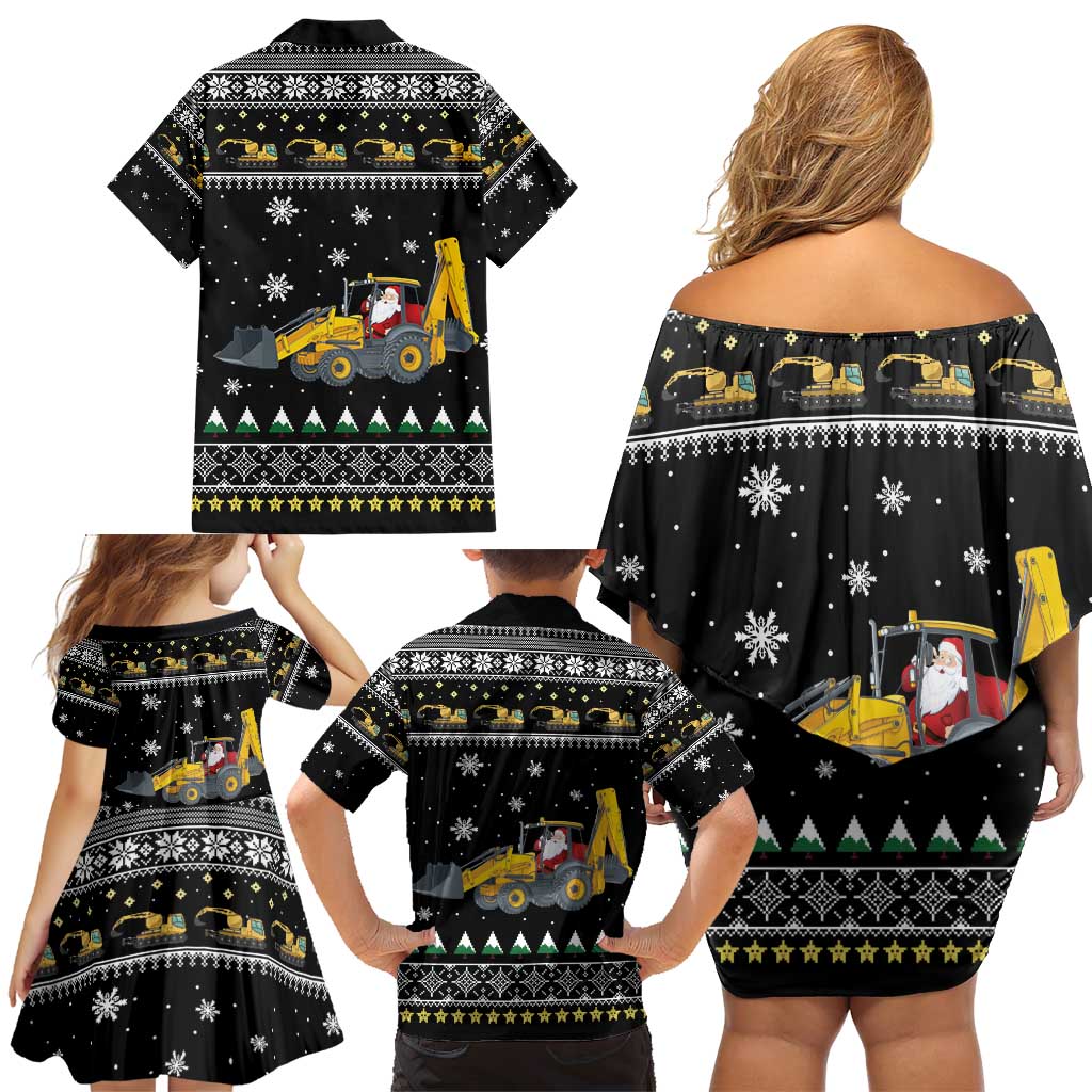 Im Digging Christmas Family Matching Off Shoulder Short Dress and Hawaiian Shirt Tractor Santa Claus DT04 - Wonder Print Shop