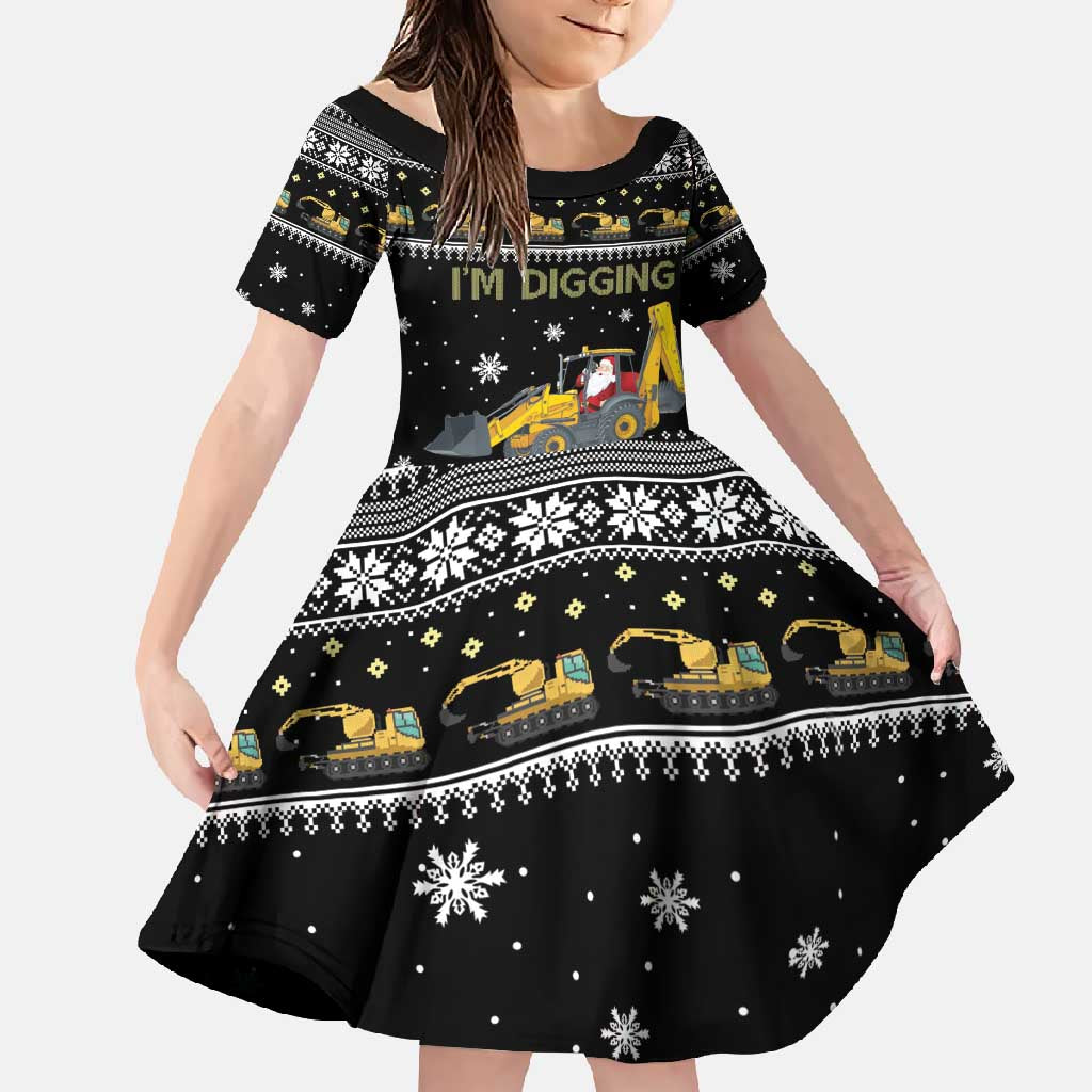 Im Digging Christmas Family Matching Short Sleeve Bodycon Dress and Hawaiian Shirt Tractor Santa Claus DT04 - Wonder Print Shop