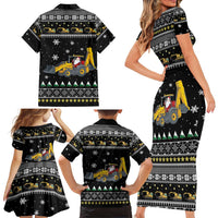 Im Digging Christmas Family Matching Short Sleeve Bodycon Dress and Hawaiian Shirt Tractor Santa Claus DT04 - Wonder Print Shop