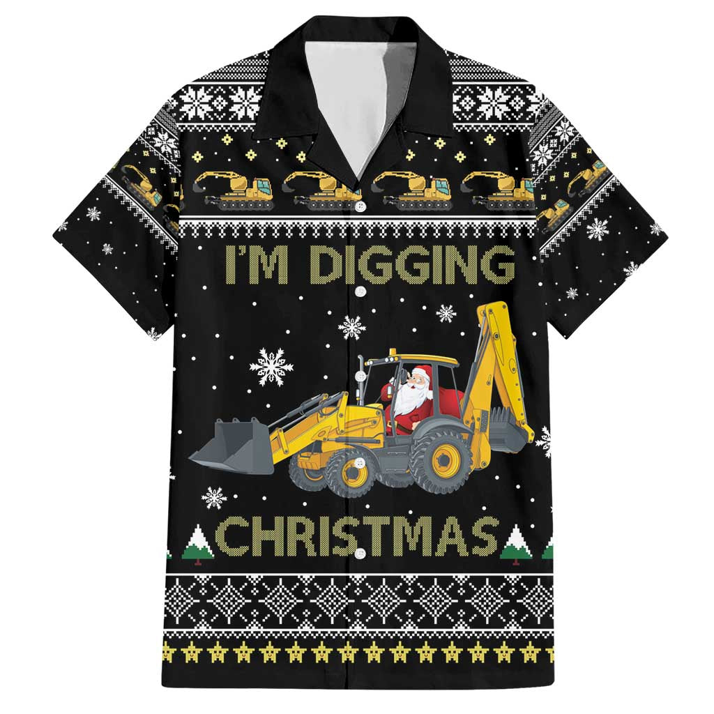 Im Digging Christmas Family Matching Short Sleeve Bodycon Dress and Hawaiian Shirt Tractor Santa Claus DT04 - Wonder Print Shop