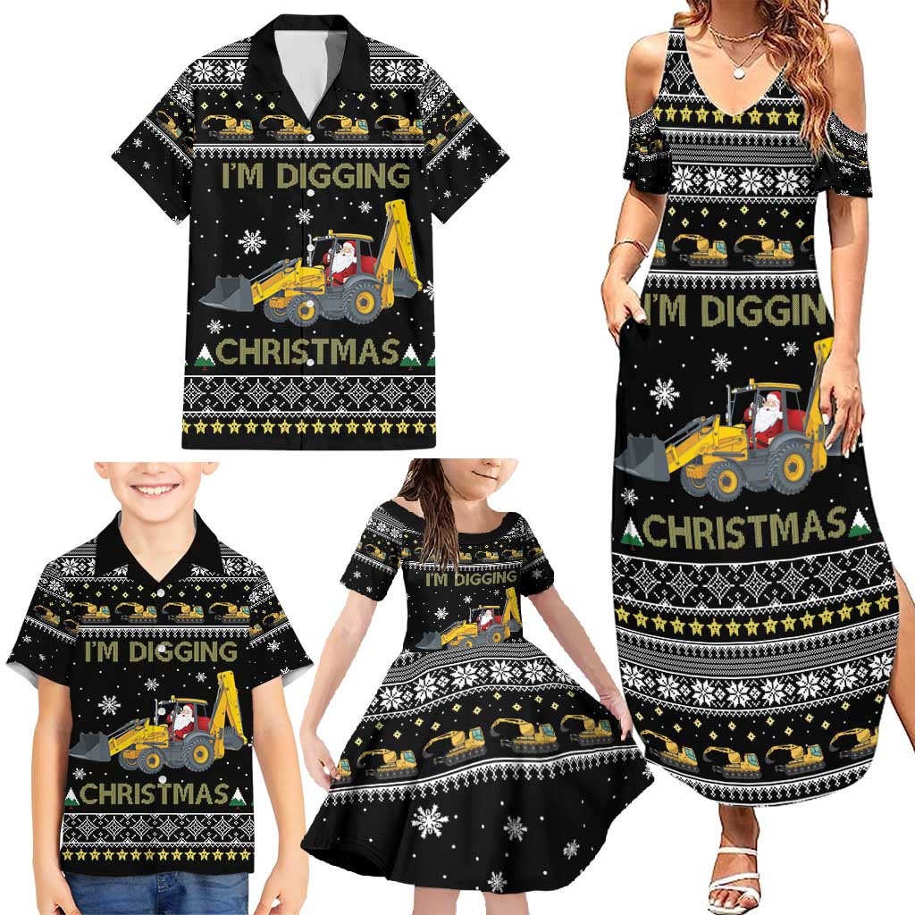 Im Digging Christmas Family Matching Summer Maxi Dress and Hawaiian Shirt Tractor Santa Claus DT04 - Wonder Print Shop