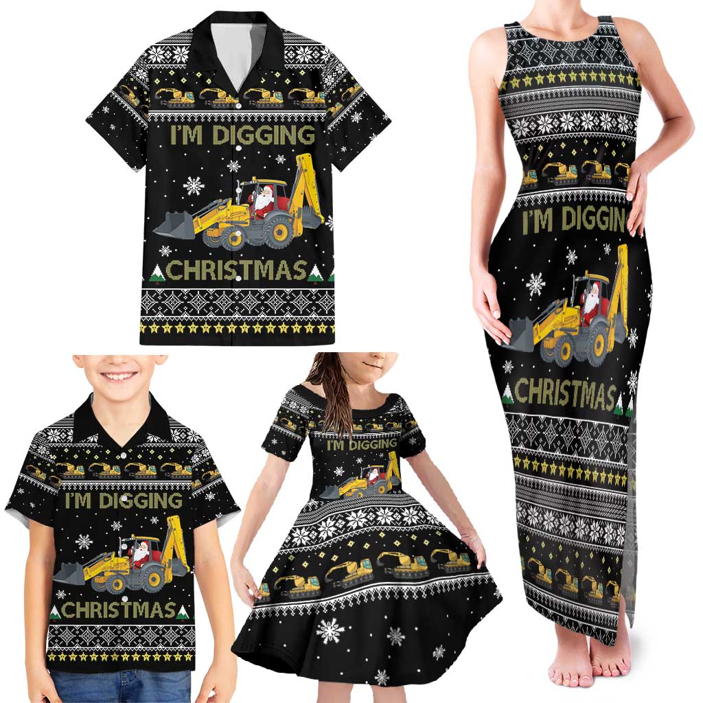 Im Digging Christmas Family Matching Tank Maxi Dress and Hawaiian Shirt Tractor Santa Claus DT04 - Wonder Print Shop
