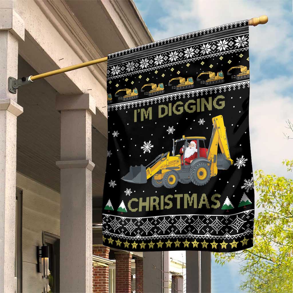 Im Digging Christmas Garden Flag Tractor Santa Claus DT04 - Wonder Print Shop