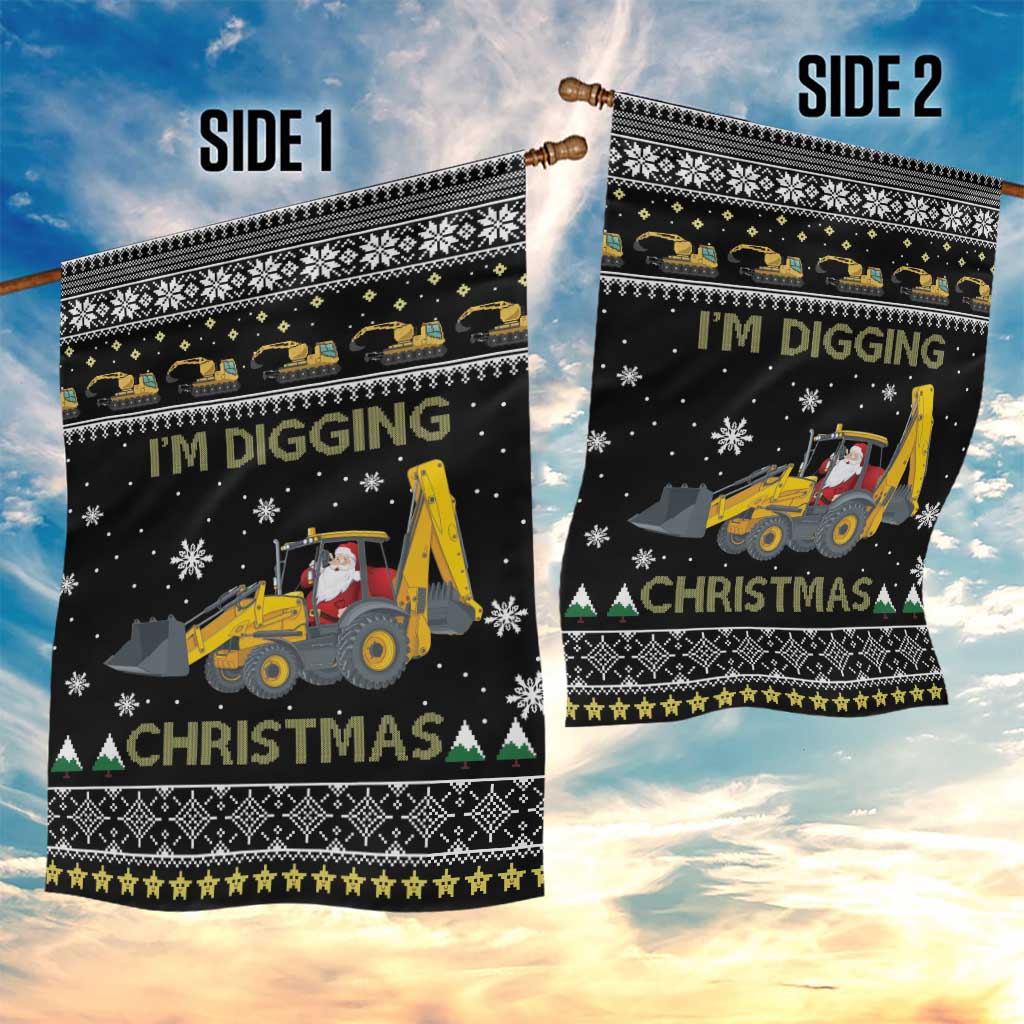Im Digging Christmas Garden Flag Tractor Santa Claus DT04 - Wonder Print Shop