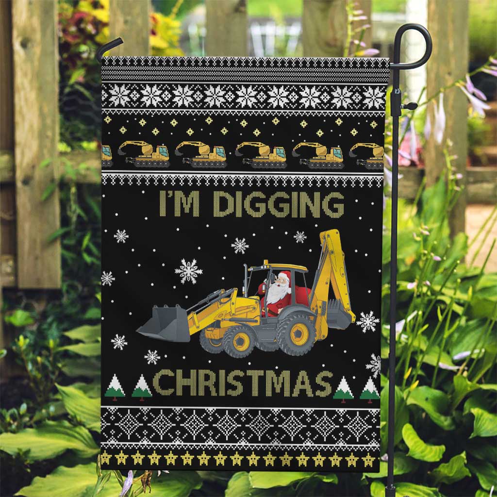 Im Digging Christmas Garden Flag Tractor Santa Claus DT04 - Wonder Print Shop