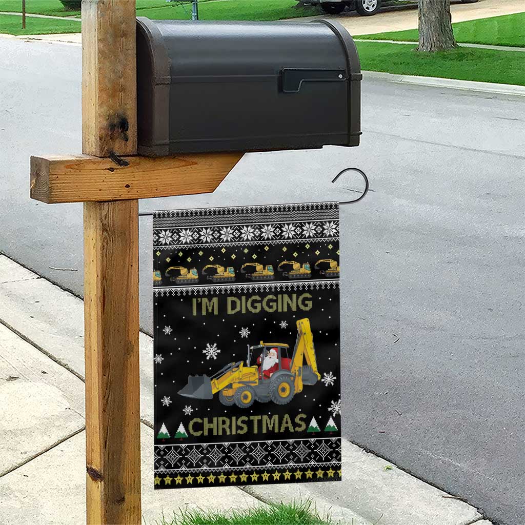 Im Digging Christmas Garden Flag Tractor Santa Claus DT04 - Wonder Print Shop